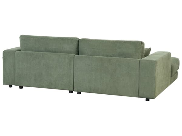 Hörnsoffa Höger 3-sits Grön Tyg Stoppad Armstöd Extra Kuddar Minimalistisk Modern Stil