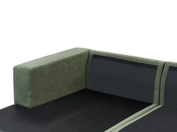 Hörnsoffa Höger 3-sits Grön Tyg Stoppad Armstöd Extra Kuddar Minimalistisk Modern Stil