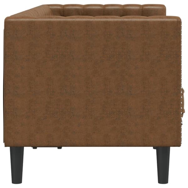 2-personers Chesterfield-sofa m. puder imiteret ruskind brun