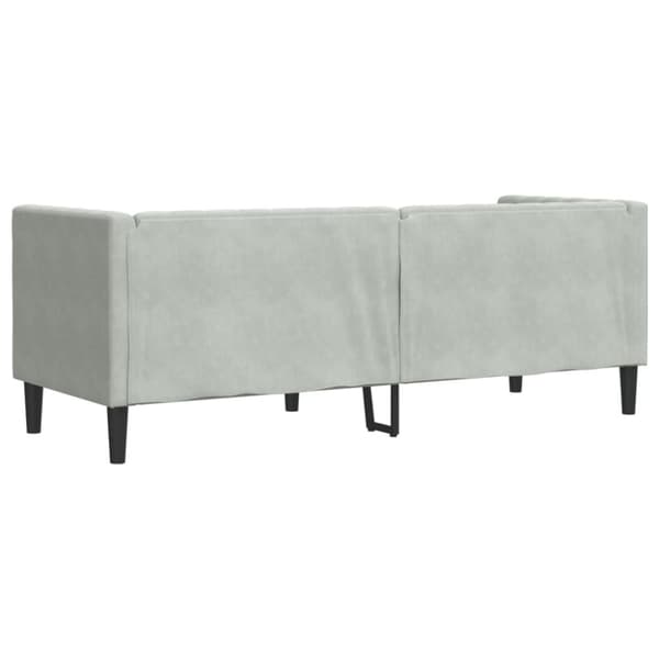 Chesterfield-sohva varrella, 3-istuttava, vaaleanharmaa, sametti
