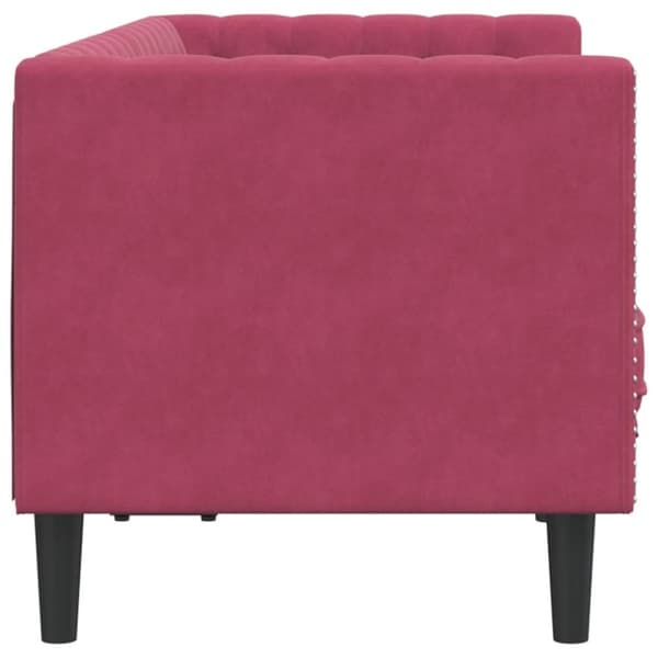 2-personers Chesterfield-sofa med bolsterpuder fløjl vinrød