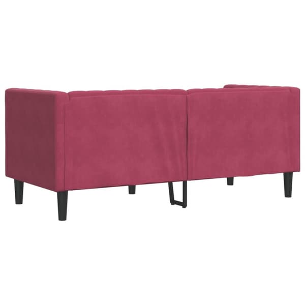 2-personers Chesterfield-sofa med bolsterpuder fløjl vinrød