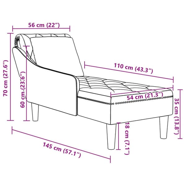 Chaise Longue tyynyllä, tummanharmaa sametti