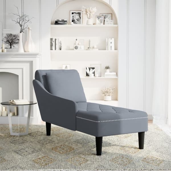 Chaise Longue tyynyllä, tummanharmaa sametti
