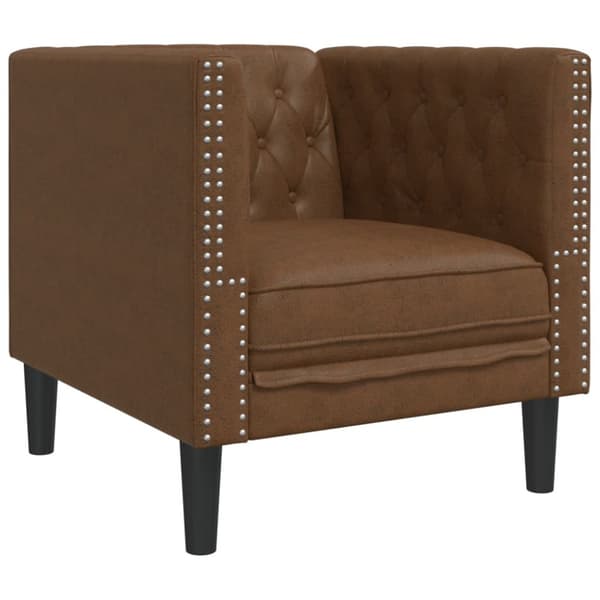 Chesterfield-sofastol imiteret ruskind brun