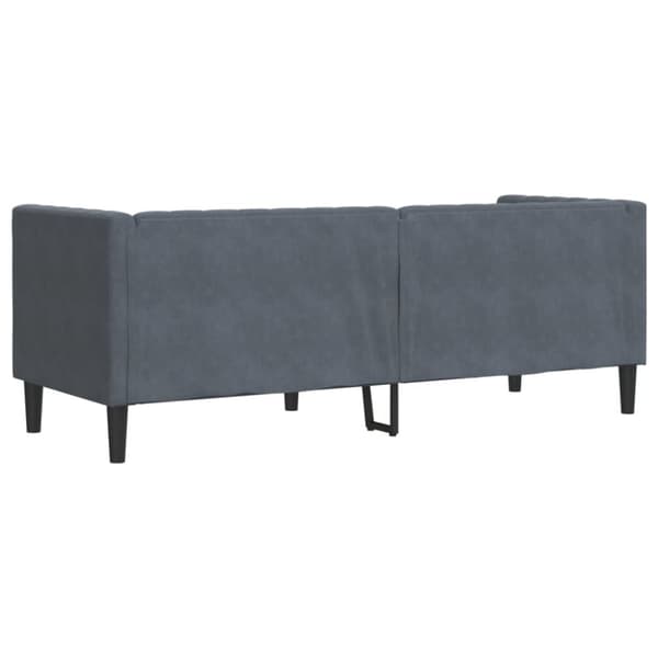 Chesterfield-sohva varrella, 3-istuttava, tummanharmaa, sametti