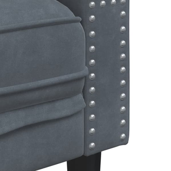 Chesterfield-sohva varrella, 3-istuttava, tummanharmaa, sametti