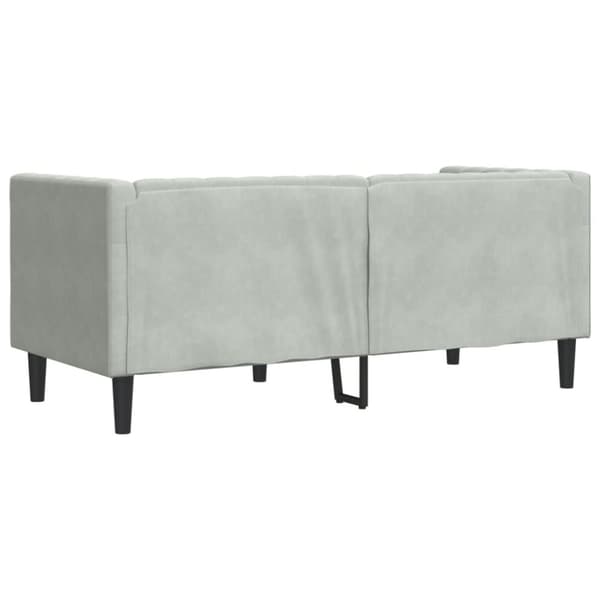 Chesterfield-sohva varrella, 2-istuttava, vaaleanharmaa, sametti
