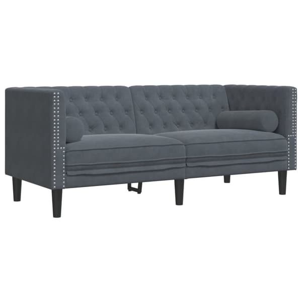 3-personers Chesterfield-sofasæt med puder fløjl mørkegrå