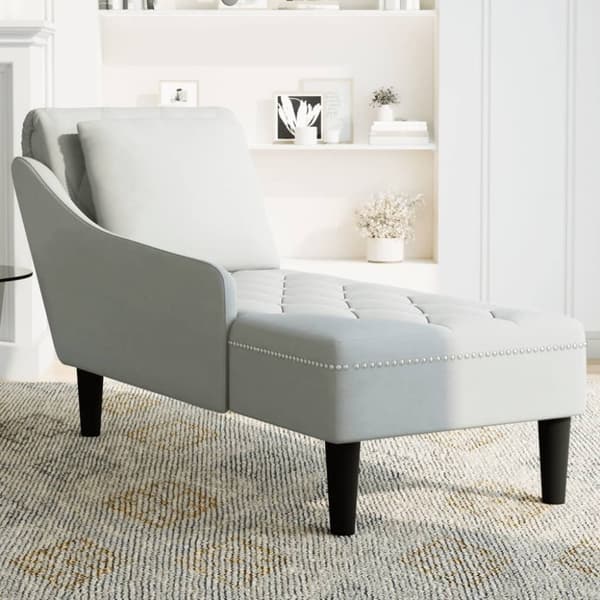 Chaise Longue tyynyllä vaaleanharmaa sametti