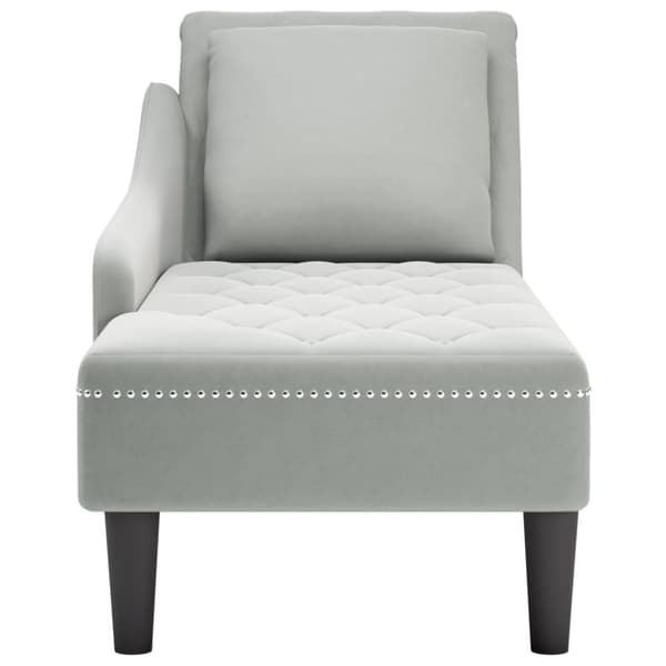 Chaise Longue tyynyllä vaaleanharmaa sametti