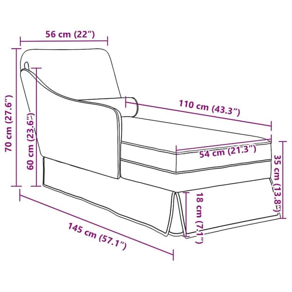 Chaise Longue tyynyllä, musta, sametti