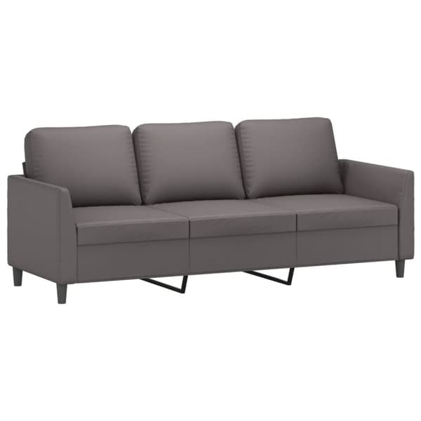 3-sitssoffa med fotpall grå 180 cm konstläder