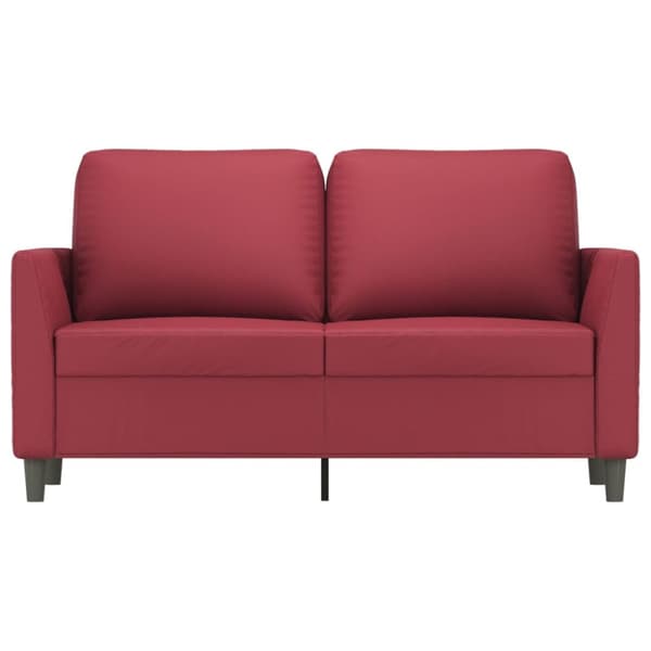 2-personers sofa 120 cm kunstlæder vinrød
