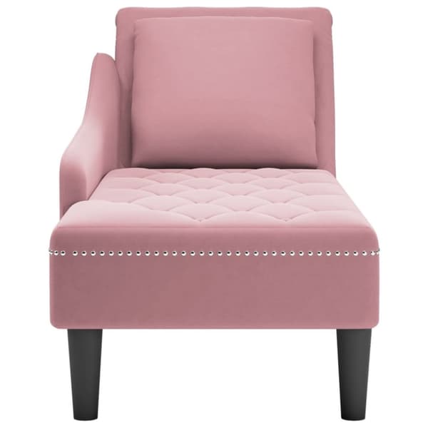 Schäslong med kudde och höger armstöd rosa sammet