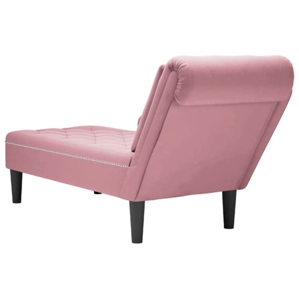 Schäslong med kudde och höger armstöd rosa sammet