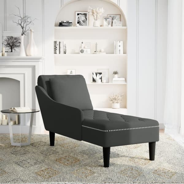 Chaise Longue tyynyllä, musta, sametti