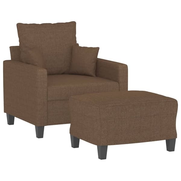 Fåtölj med fotpall Brun 60 cm tyg