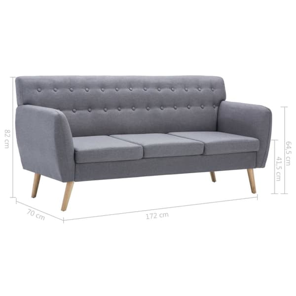 3-sitssoffa med tygklädsel 172x70x82 cm ljusgrå
