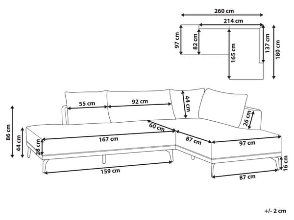 Hjørnesofa med Chaiselong Beige Brun Polyester 3 Personers Sofa L Formet Sofa Dyb Blød Stofsofa Design Venstrevendt