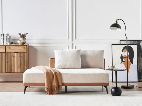 Hjørnesofa med Chaiselong Beige Brun Polyester 3 Personers Sofa L Formet Sofa Dyb Blød Stofsofa Design Venstrevendt