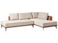 Miniatyrbillede 6 af 11: Hjørnesofa med Chaiselong Beige Brun Polyester 3 Personers Sofa L Formet Sofa Dyb Blød Stofsofa Design Venstrevendt