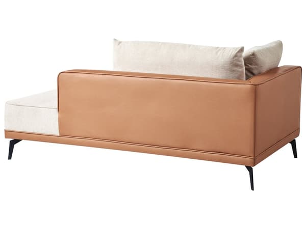 Hjørnesofa med Chaiselong Beige Brun Polyester 3 Personers Sofa L Formet Sofa Dyb Blød Stofsofa Design Venstrevendt