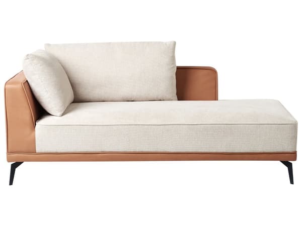 Hörnsoffa Vänster Modulsoffa Beige Brun Polyester Konstläder Stålben Dynor Vardagsrum