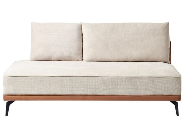 Hörnsoffa Vänster Modulsoffa Beige Brun Polyester Konstläder Stålben Dynor Vardagsrum