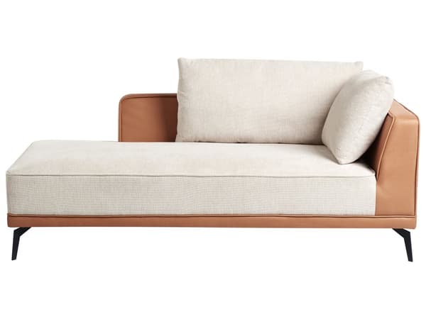 Hörnsoffa Höger Modulsoffa Beige Brun Polyester Konstläder Stålben Dynor Vardagsrum