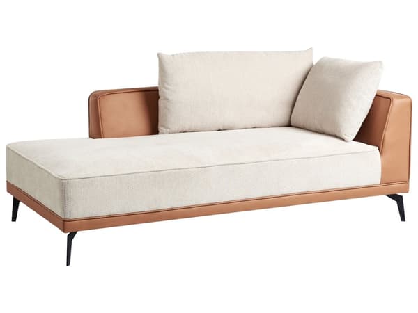Hörnsoffa Höger Modulsoffa Beige Brun Polyester Konstläder Stålben Dynor Vardagsrum