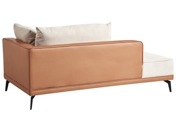 Hörnsoffa Höger Modulsoffa Beige Brun Polyester Konstläder Stålben Dynor Vardagsrum