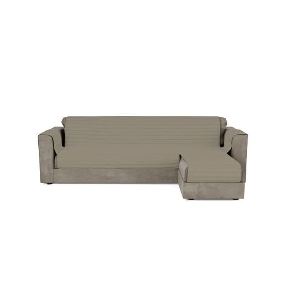 Mb home basic - CD-ola-tortora 290 - Trendigt vändbart sofföverdrag med halvö, Taupe, 290 cm