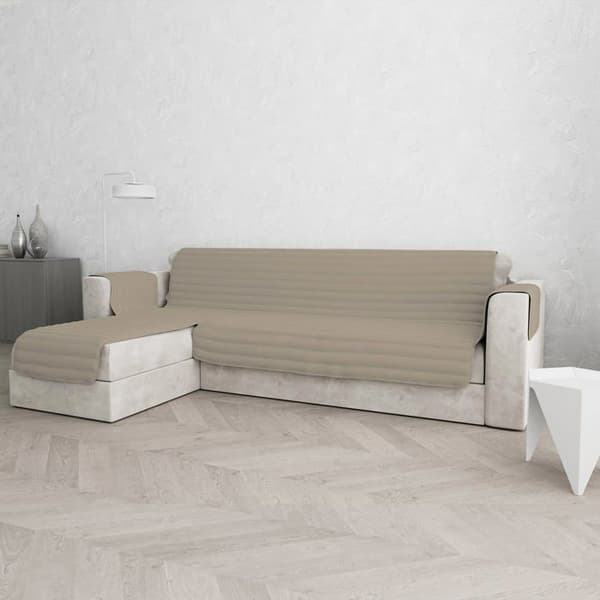 Mb home basic - CD-ola-tortora 290 - Trendigt vändbart sofföverdrag med halvö, Taupe, 290 cm