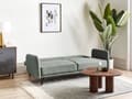 Miniatyrbilde 4 av 11: Sovesofa Lysegrønn Imitert Lin Stoff Moderne Stue 3 Seter Treben Spor Arm
