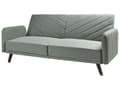 Miniatyrbilde 5 av 11: Sovesofa Lysegrønn Imitert Lin Stoff Moderne Stue 3 Seter Treben Spor Arm