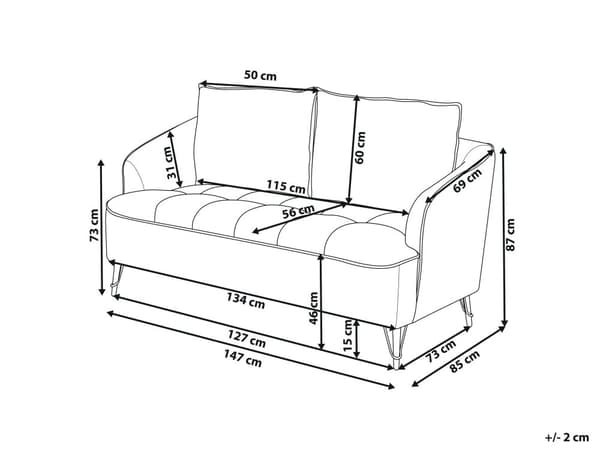 Sofa Hvit Boucle Polstring Tre Ramme Stue 2 Seter Moderne Stil Design Til Stue