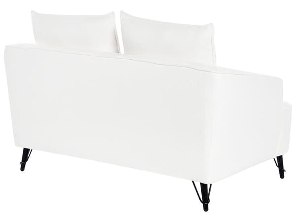 Sofa Hvit Boucle Polstring Tre Ramme Stue 2 Seter Moderne Stil Design Til Stue