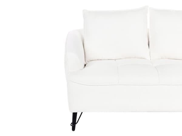 Sofa Hvit Boucle Polstring Tre Ramme Stue 2 Seter Moderne Stil Design Til Stue