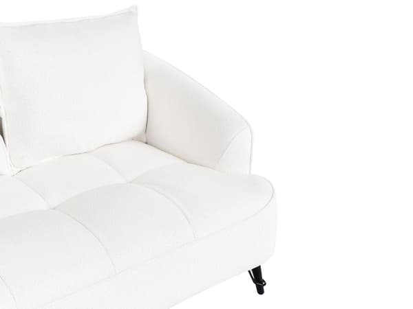 Sofa Hvit Boucle Polstring Tre Ramme Stue 2 Seter Moderne Stil Design Til Stue
