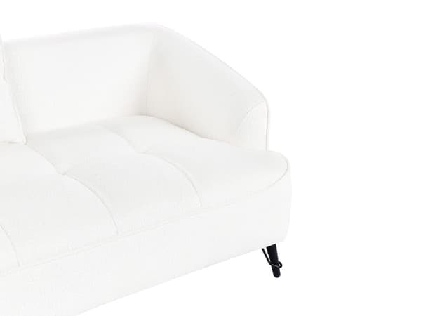 Sofa Hvit Boucle Polstring Tre Ramme Stue 2 Seter Moderne Stil Design Til Stue