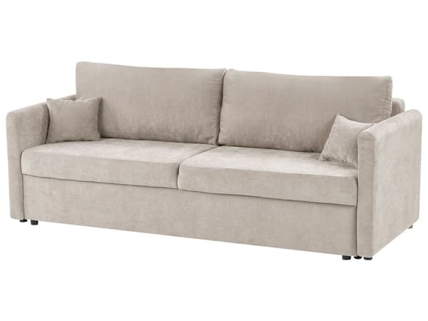 Sovesofa Lys Beige Polyester Stoff Konvertible Sovesofa med Oppbevaring Ekstra Puter Avtakbare Trekk Moderne Minimalistisk Stil