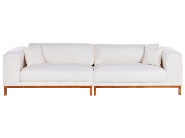 Sofa Off-White Boucle Stofftrekk Treben 4 Seter Tykt Polstret Moderne Stil Stue Møbler