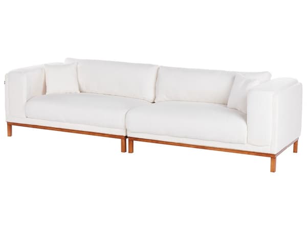 Sofa Off-White Boucle Stofftrekk Treben 4 Seter Tykt Polstret Moderne Stil Stue Møbler