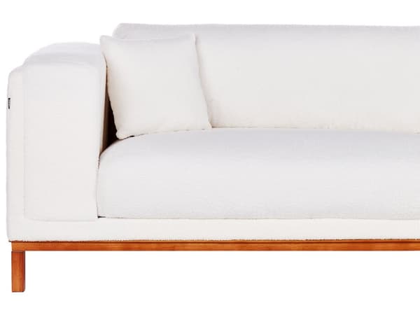 Sofa Off-White Boucle Stofftrekk Treben 4 Seter Tykt Polstret Moderne Stil Stue Møbler