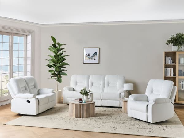 Hvilestol Sofa Hvile 3 Seter Manuelt Justerbar Rygg og Fotstøtte Stue Møbler