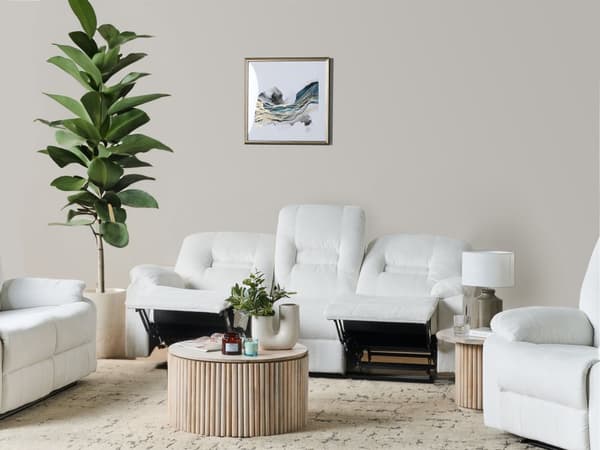 Hvilestol Sofa Hvile 3 Seter Manuelt Justerbar Rygg og Fotstøtte Stue Møbler