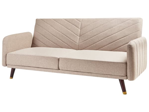Sovesofa Lysebrun Imitert Lin Stoff Moderne Stue 3 Seter Treben Spor Arm