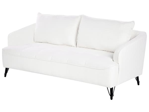 Sofa Hvit Boucle Polstring Tre Ramme Stue 3 Seter Moderne Stil Design Til Stue