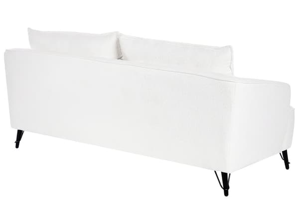 Sofa Hvit Boucle Polstring Tre Ramme Stue 3 Seter Moderne Stil Design Til Stue